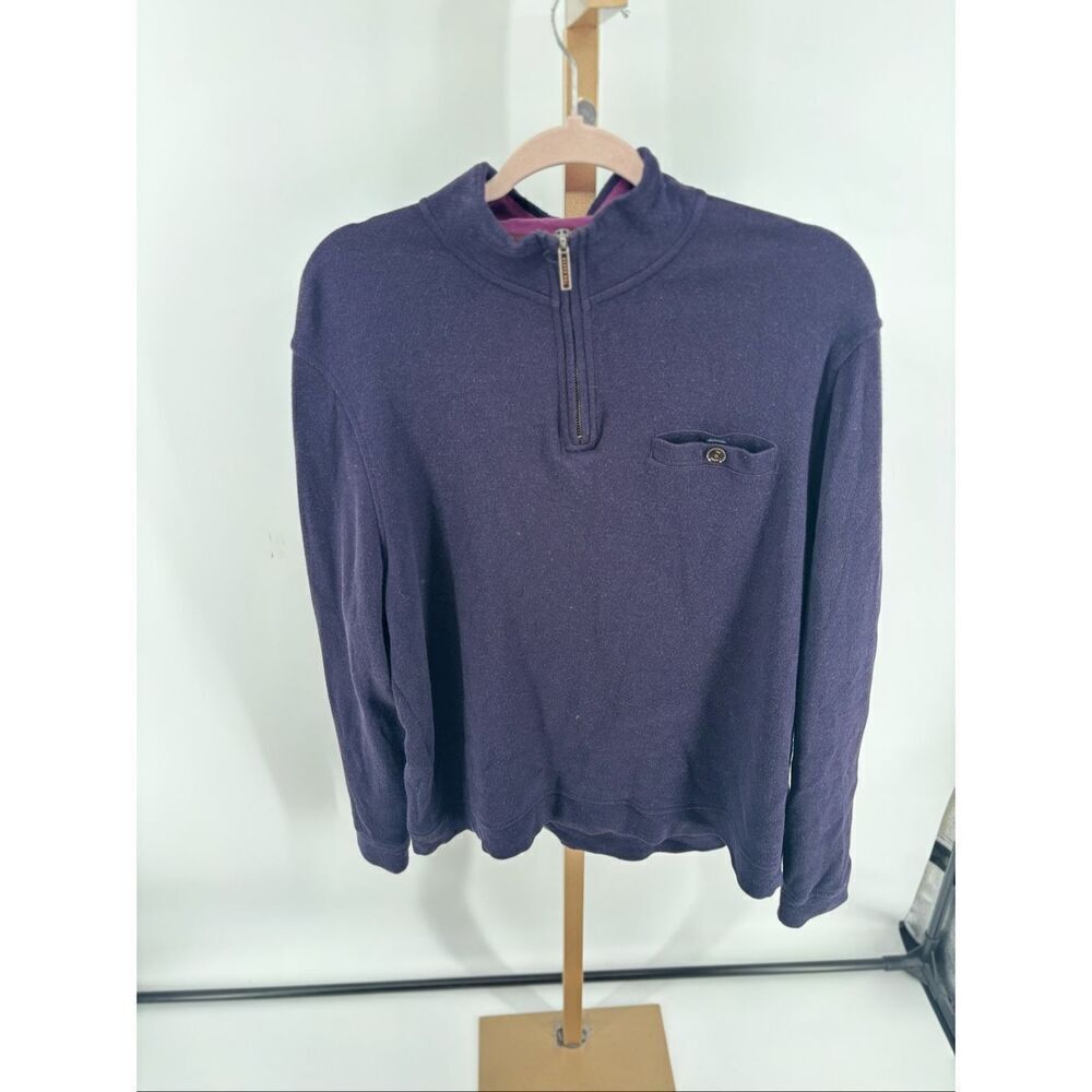 Ted Baker London Quarter Zip Pullover Mens Size 5 Purple Wool Blend